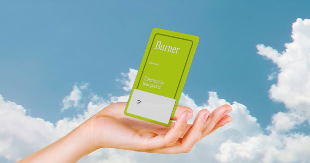 OpenBurner app interface showing wallet and NFC card